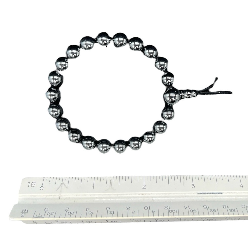 Anthracite Beaded Bracelet Adjustable Size - Picture 2 of 4